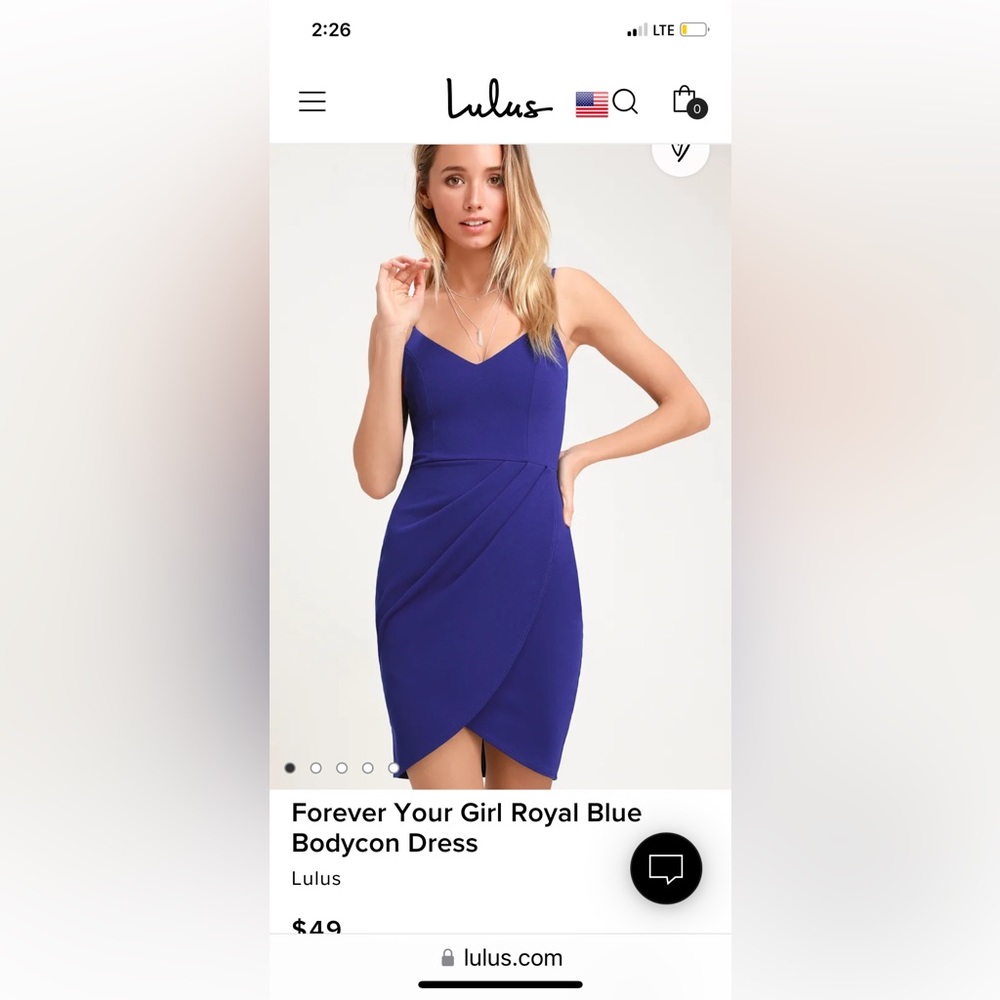 NWT lulus Forever your girl royal blue body con dress size L